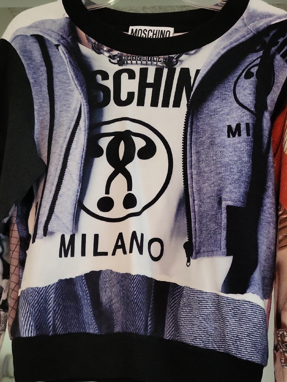 Moschino Black, White & Blue Graphic Crewneck Sweatshirt - Picture 5 of 11